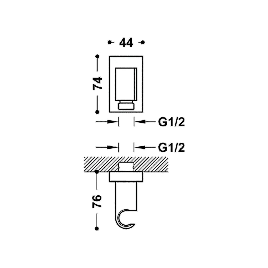 Soporte fijo para ducha y flexo con base rectangular en latón cromado Shower Technology TRES 1