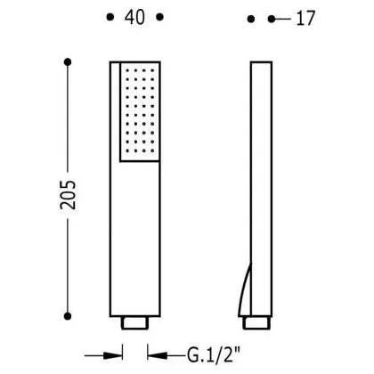 Teleducha para baño de latón con acabado cromado diseño compacto Project TRES 1