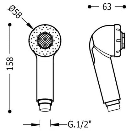 Teleducha para fregadero fabricada en latón con acabado cromado TRES 1