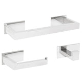 Chrome plated square adhesive towel rack with roll holder and hooks without drilling 30 cm <serie> by Valaz