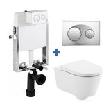 Pack WC Suspendu avec Bâti-Support et Plaque Urby 52 Unisan Blanc