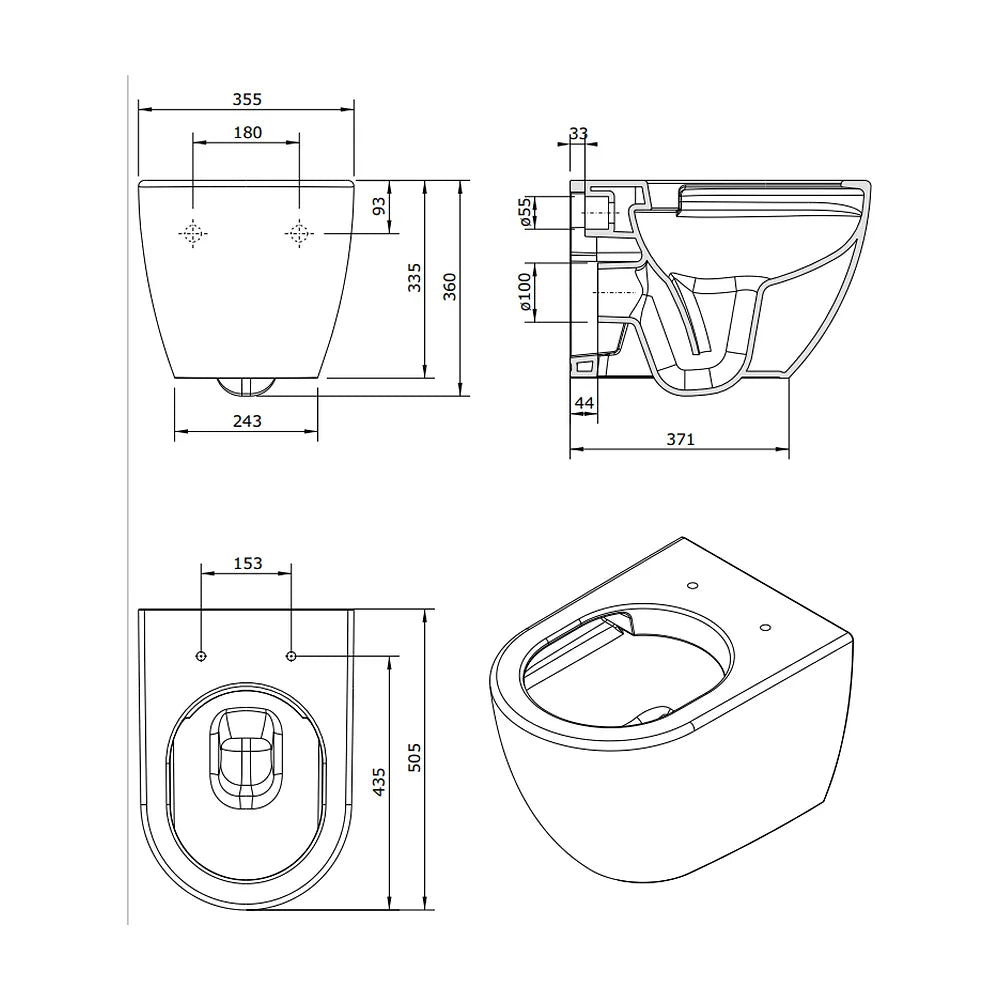Inodoro Suspendido Rimflush Sanibold Unisan Blanco - Vista 4