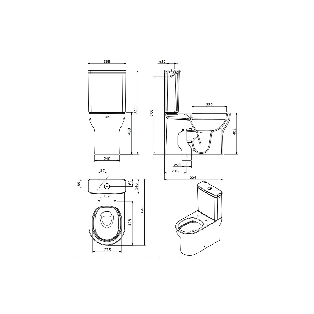 Inodoro Completo de Suelo Rimflush Winner Unisan Blanco - Vista 7