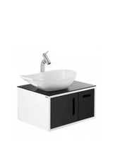 Mueble de Baño 65 cm MDF Blanco y Negro Brillante JOIN Unisan