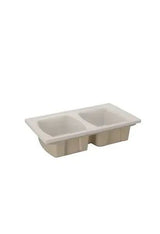 Fregadero de Cerámica Doble Cubeta 50x86 cm Blanco Unisan