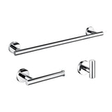 chrome bathroom accessories with 30 cm towel rail and hook and toilet roll holder <serie> by Valaz