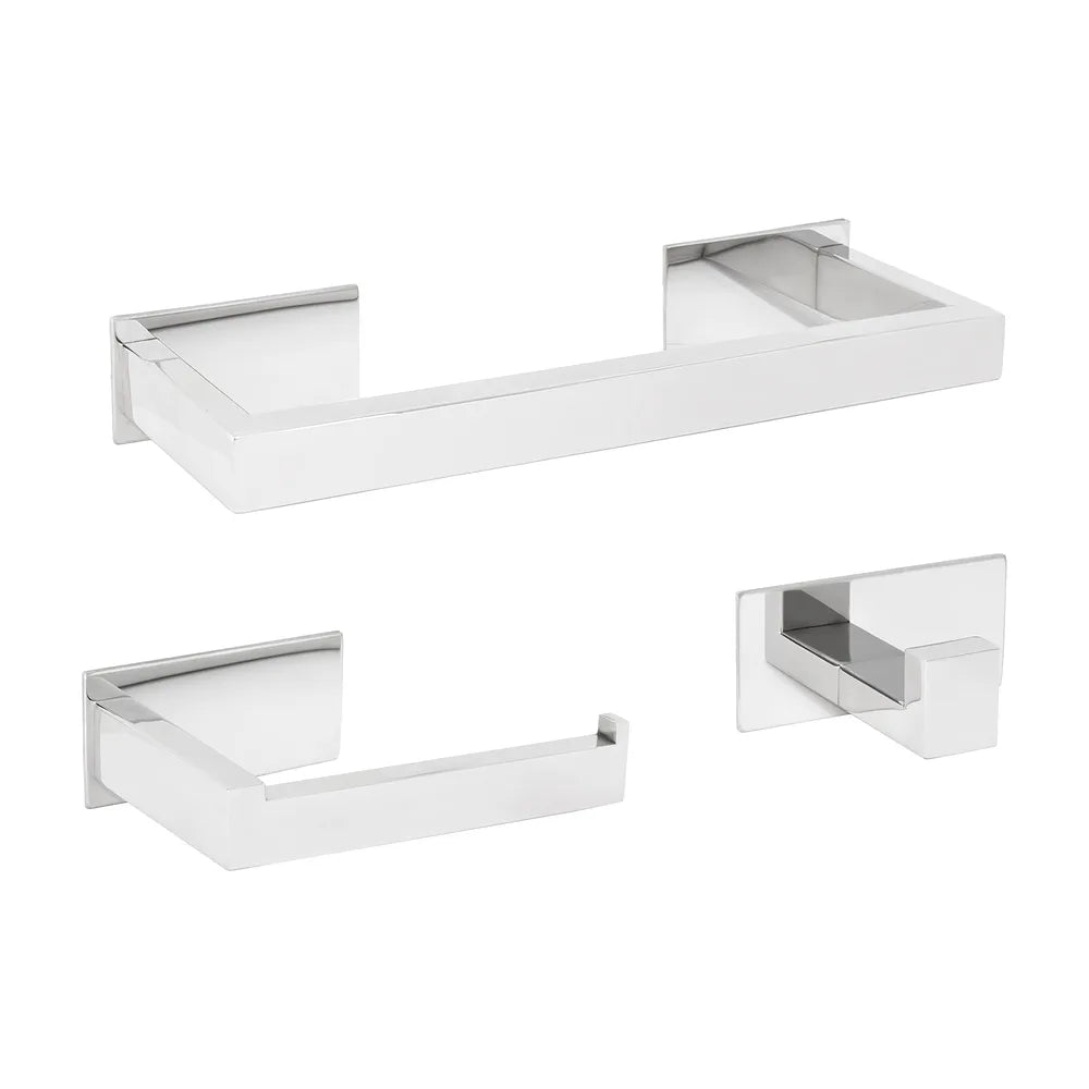 Accesorios de baño cromados con diseño cuadrado adhesivos sin taladro 30cm toallero portarollos y perchas de Valaz Valaz
