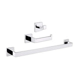 Square chrome bathroom accessories set towel rail and hook and toilet roll holder <serie> by Valaz