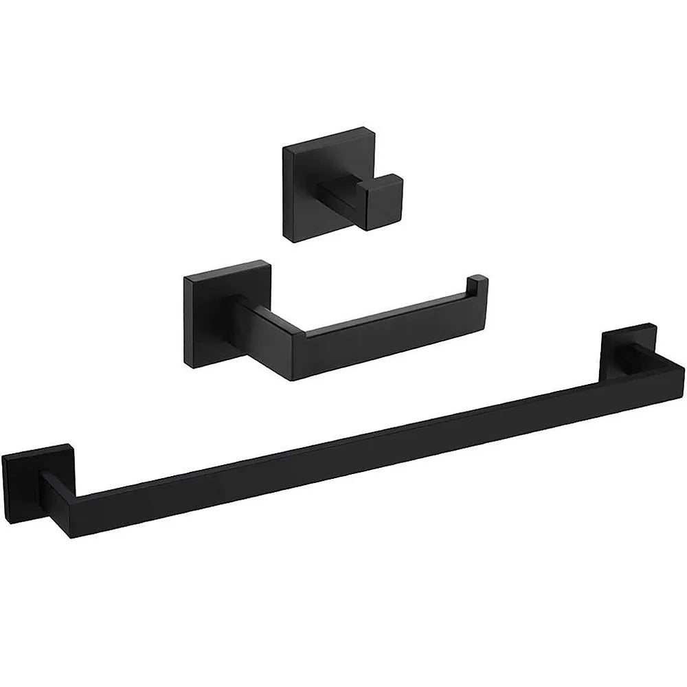 Accesorios de baño cuadrados negro mate con toallero portarollos y percha de Valaz Valaz