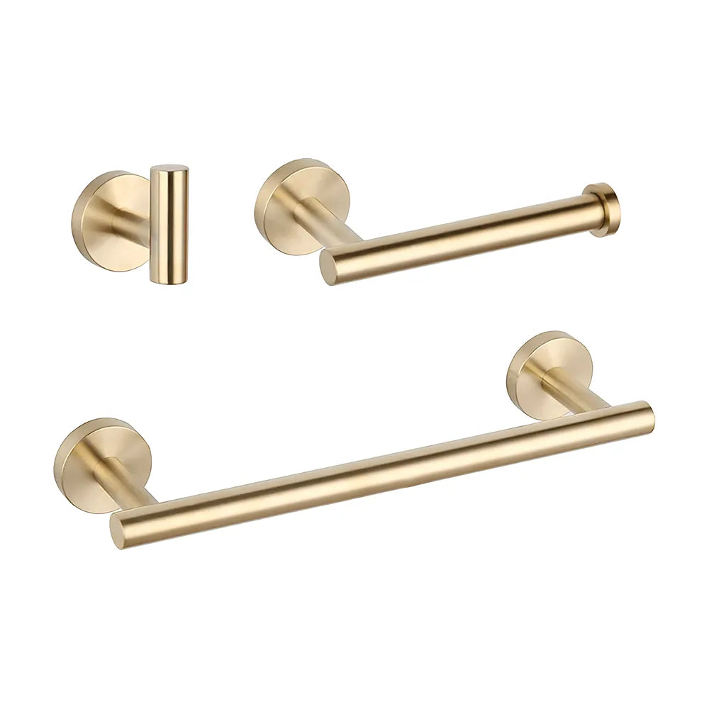 Accesorios de baño dorado cepillado toallero 40 cm Portarrollos 3 perchas Valaz Valaz