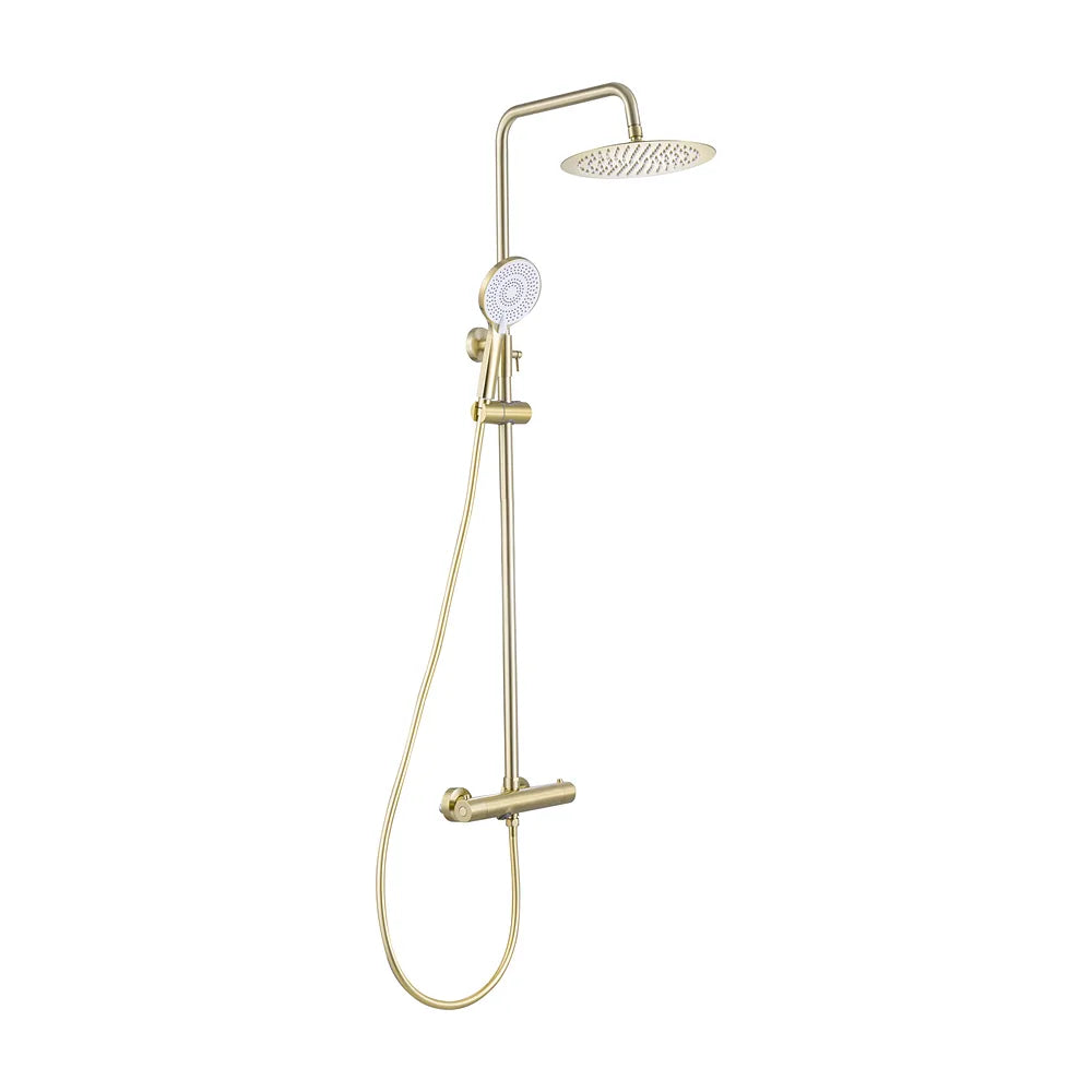 Barra de ducha bañera redonda termostática dorado cepillado hasta 150 cm Ebro Valaz Valaz