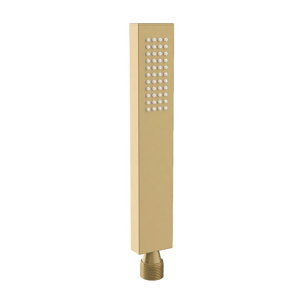 Vista trasera o instalación de Barra de ducha monomando cuadrada ajustable hasta 120 cm dorado cepillado rociador de 25...