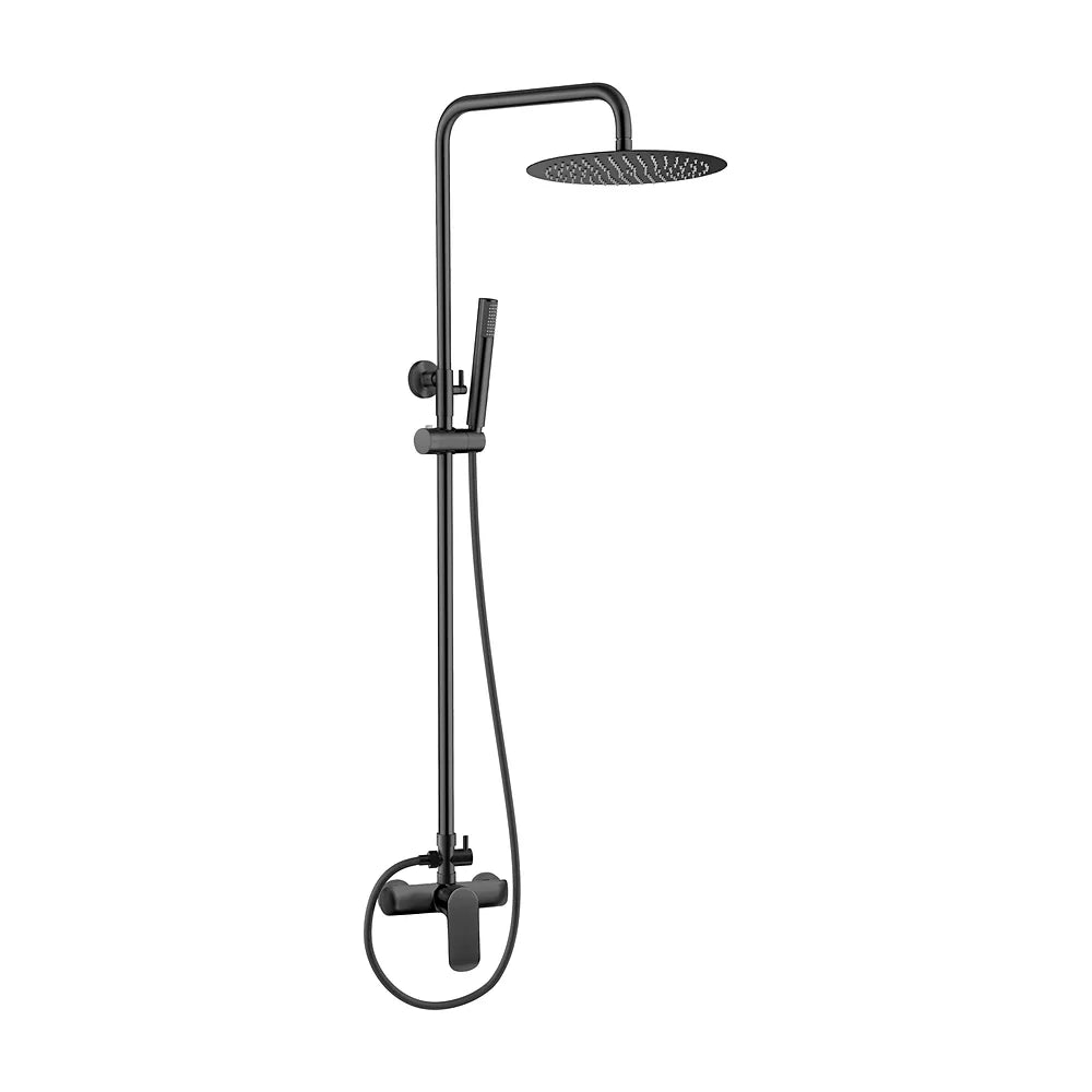 Barra de ducha monomando redonda ajustable hasta 120 cm negro mate Turia de Valaz Valaz