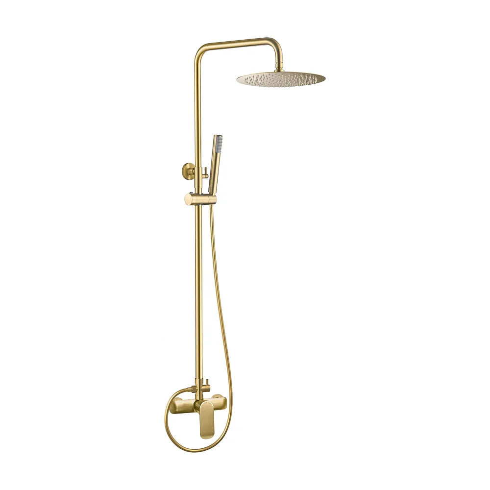 Barra de ducha monomando redonda ajustable hasta 120 cm oro mate con protección PVD Ebro de Valaz Valaz