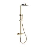Barra doccia termostatica quadrata oro spazzolato con soffione da 25 cm e prolunga da 120 cm Segura de Valaz