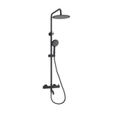 Round matte black single handle shower and bath bar from 90 to 150 cm 20 cm Jabalón by Valaz