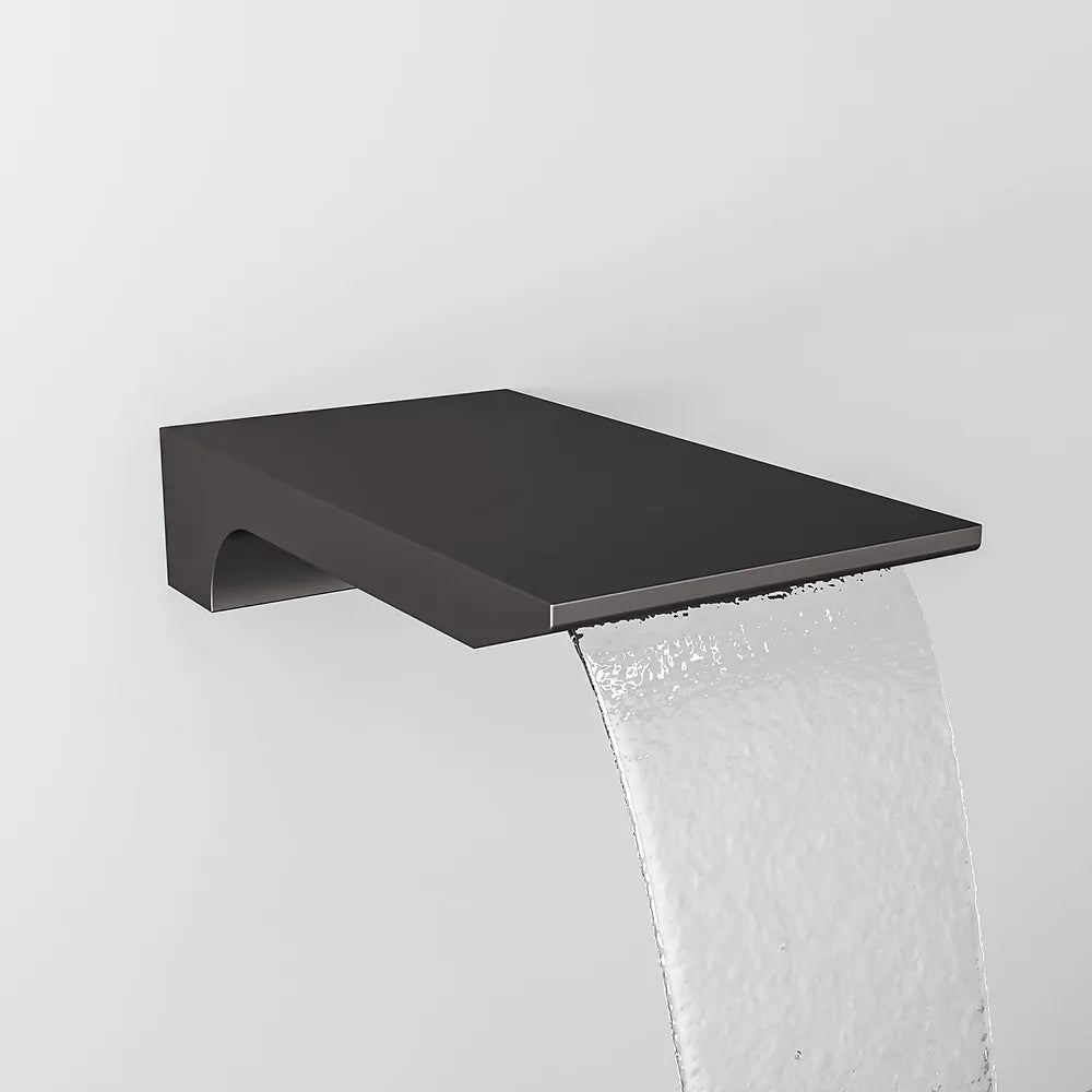 Plano o detalle técnico de Caño de cascada moderno acabado negro mate con rosca 12 pulgada TJ007 Valaz