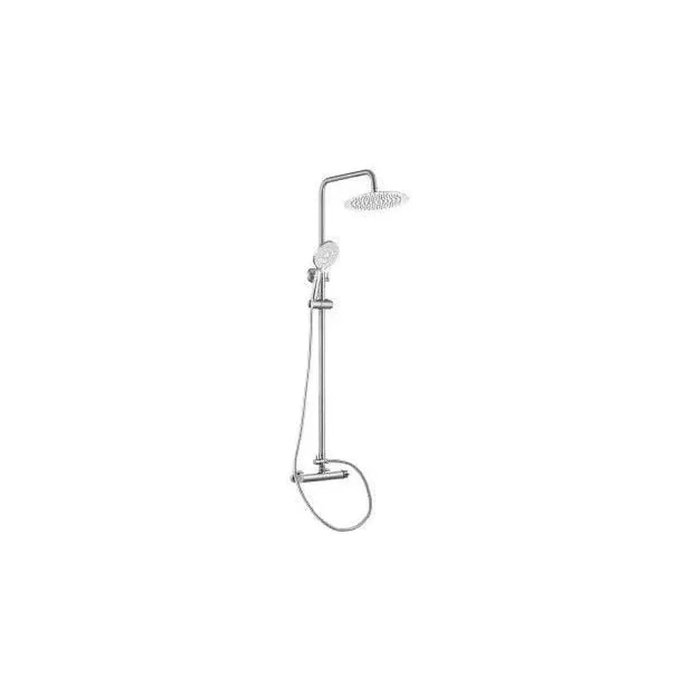Columna de ducha extensible con grifo monomando en latón y acero inoxidable en acero cepillado Palancia de Valaz Valaz