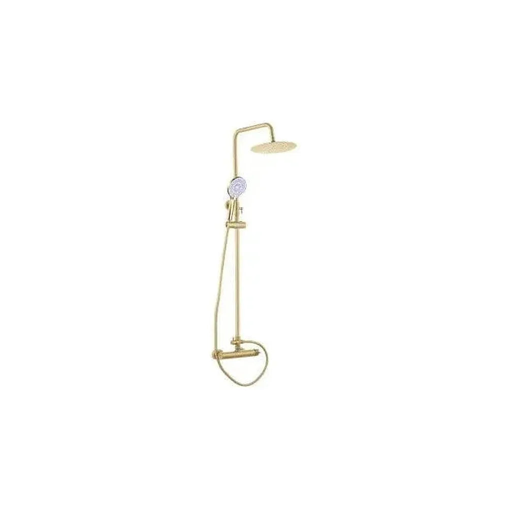 Columna de ducha extensible con grifo monomando en latón y acero inoxidable en dorado cepillado Palancia de Valaz Valaz