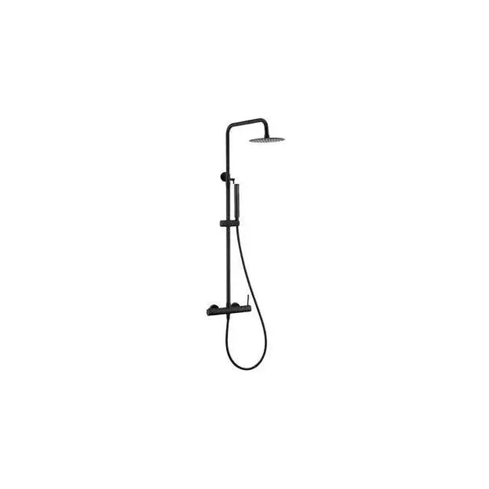 Columna de ducha extensible con grifo monomando en latón y acero inoxidable en negro mate Palancia de Valaz Valaz