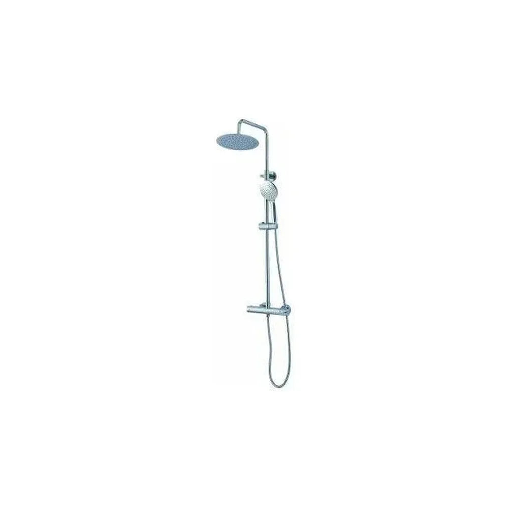 Columna de ducha termostática ajustable con rociador redondo y alcachofa de mano en cromado Ebro de Valaz Valaz