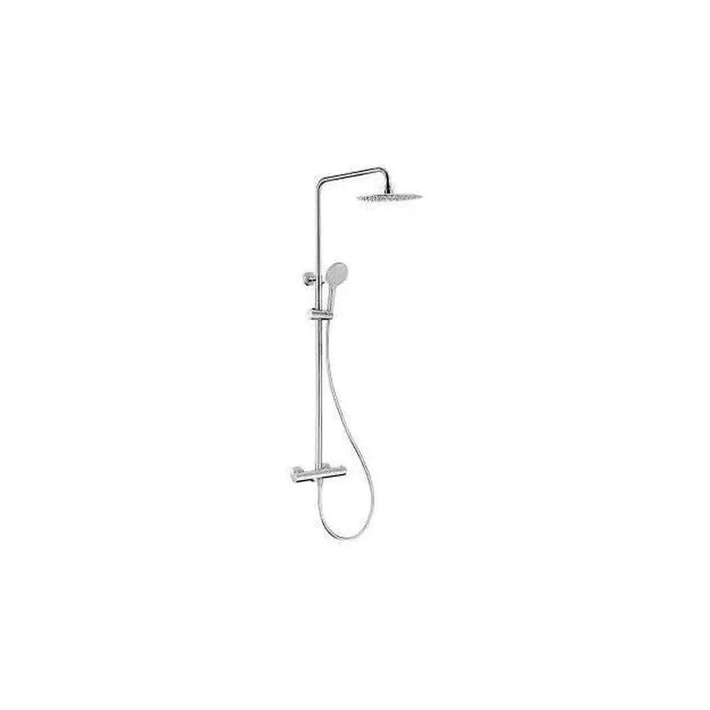 Columna de ducha termostática con grifo para bañera y alcachofa de mano en acero cepillado Ebro de Valaz Valaz