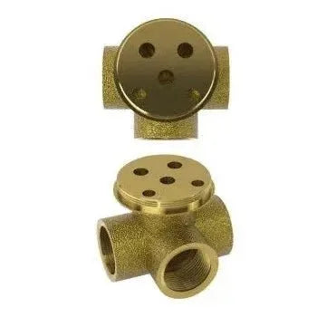 Vista lateral y perspectiva de Conjunto de ducha de 1 vía empotrado a pared en latón dorado envejecido Guadiana de Valaz