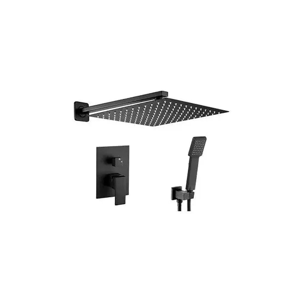 Conjunto de ducha empotrada a pared con rociador cuadrado en negro mate Eresma de Valaz Valaz