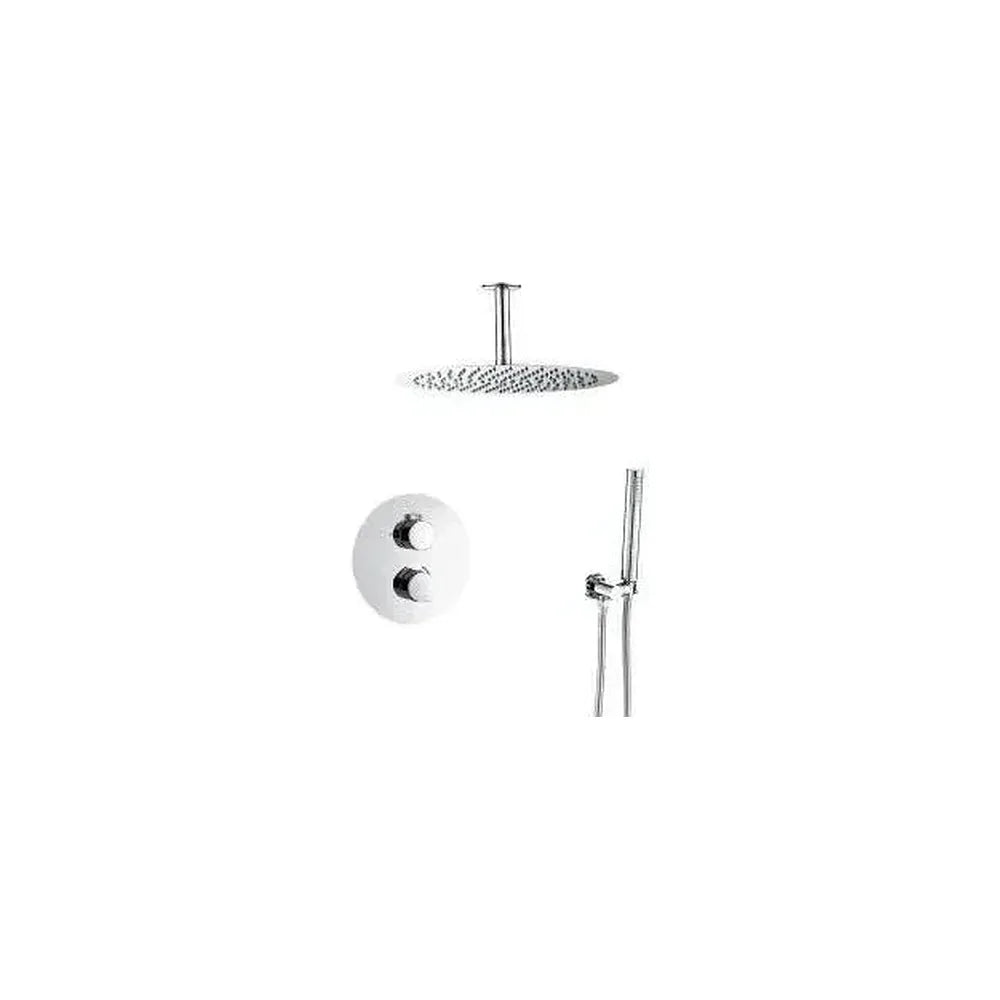 Conjunto de ducha termostática empotrada a techo en latón cromado Jucar de Valaz Valaz