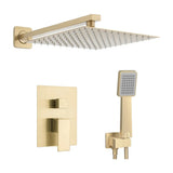 Concealed wall mounted single handle square brushed gold 30cm Eresma by Valaz