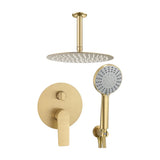 Doccia a soffitto rotonda monocomando con soffione da 30 cm in oro opaco Vaca de Valaz