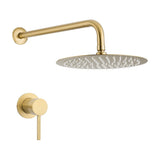 Concealed wall mounted single handle 1 way round shower matte gold finish with PVD protection 20 cm Guadiana by Valaz