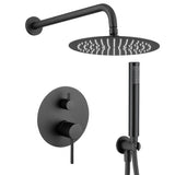 Shower wall mounted round matte black single handle with modern and elegant design Cenia by Valaz