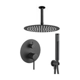 Ceiling mounted single handle shower rain shower head and hand shower matte black Cenia by Valaz