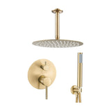 Shower built in single handle ceiling mounted matte gold PVD protection rain shower head two function hand shower Jucar by Valaz