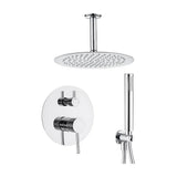 Doccia incasso monocomando a soffitto rotonda con maniglia luxury e soffione da 25 cm in cromato Ofin di Valaz