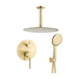 Recessed ceiling mounted round shower single-handle brushed gold with wide lever 25cm Cabriel by Valaz