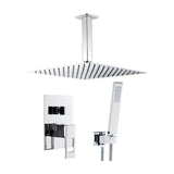 Recessed shower single handle ceiling mounted square chrome with hollow lever two way 25cm Tormes by Valaz
