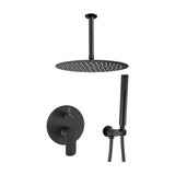 Doccia incasso monocomando a soffitto rotonda con soffione da 25 cm in nero opaco Tuejar di Valaz