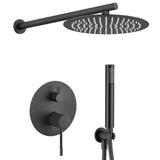 Recessed single handle wall mounted round shower with luxury matte black finish 20 cm Torina by Valaz