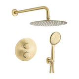 Thermostatic built in shower wall round brushed gold Cabriel by Valaz