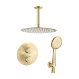 recessed thermostatic shower ceiling round brushed gold 30 cm Cabriel by Valaz