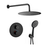 thermostatic recessed wall mounted shower round matte black 25cm Cabriel by Valaz