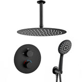 Recessed thermostatic shower ceiling round matte black 25 cm Cabriel by Valaz