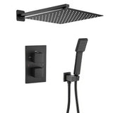 Thermostatic built in shower wall mounted square matte black 40cm Eresma by Valaz