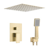 Recessed shower single handle flush to ceiling square brushed gold 30x30 cm Eresma by Valaz