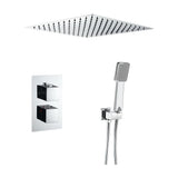 Doccia incassata termostatica a filo soffitto quadrata con soffione da 30 cm in cromato Eresma di Valaz