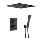 Shower recessed thermostatic ceiling flush square matte black 30x30 Eresma by Valaz