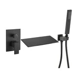 Recessed square single handle bathtub faucet with waterfall matte black Tajo by Valaz
