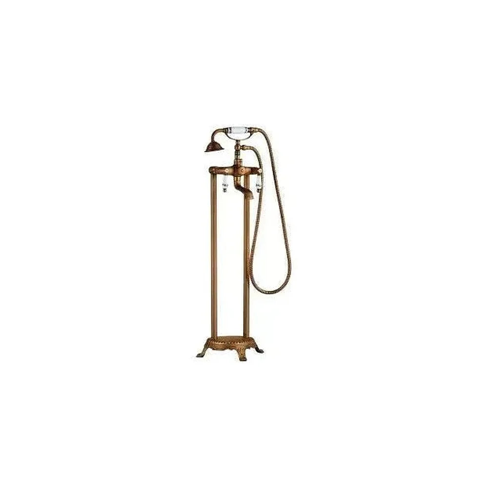 Grifo bimando para bañera exenta de diseño vintage en latón dorado envejecido Mijares de Valaz Valaz